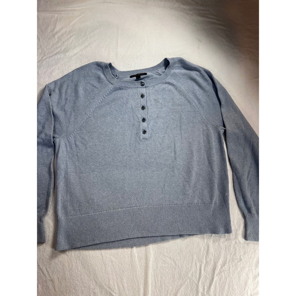 Banana Republic Womens Light Blue Henley Sweater Cotton Blend Knit Size L